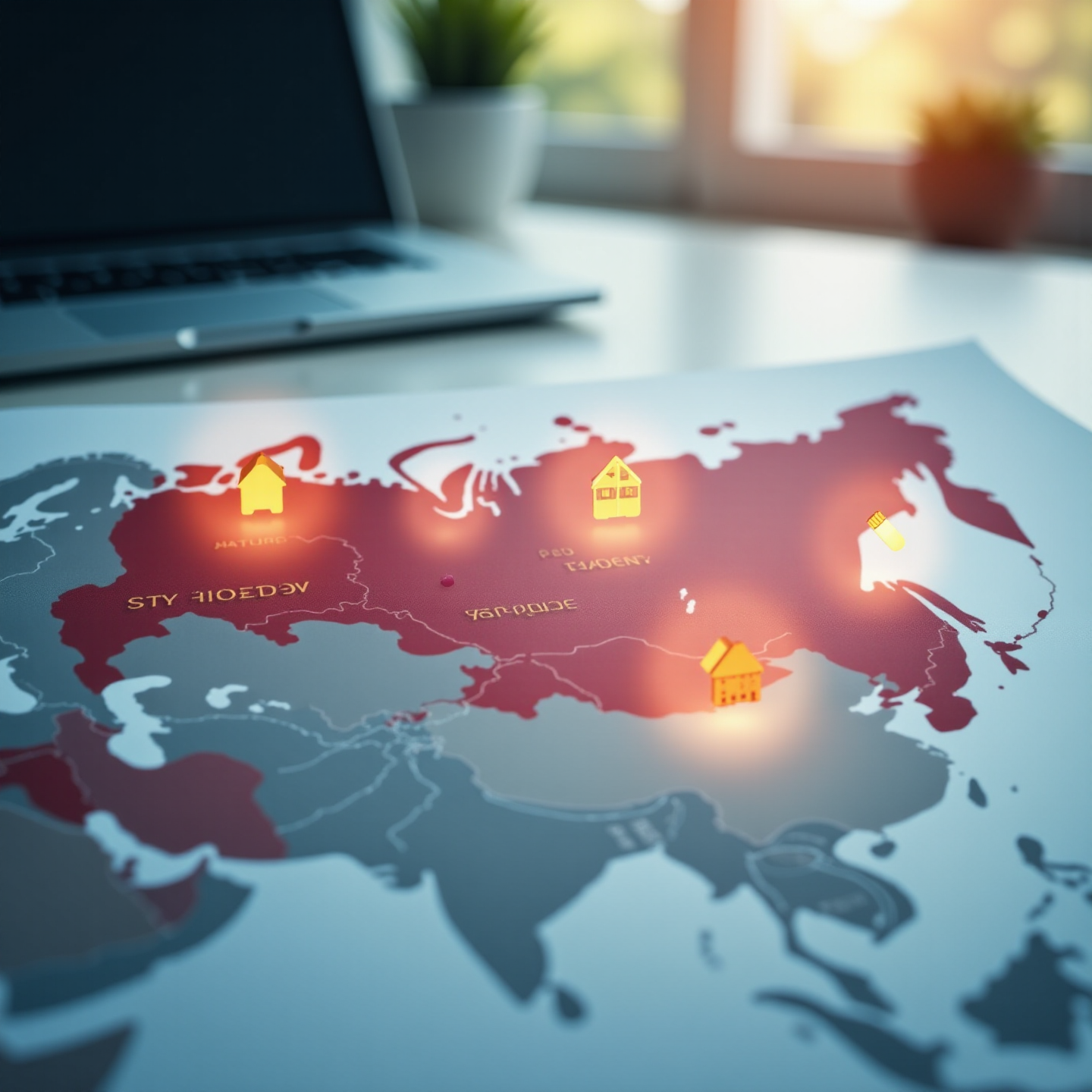 Изображение — карта России с иконками льгот по регионам