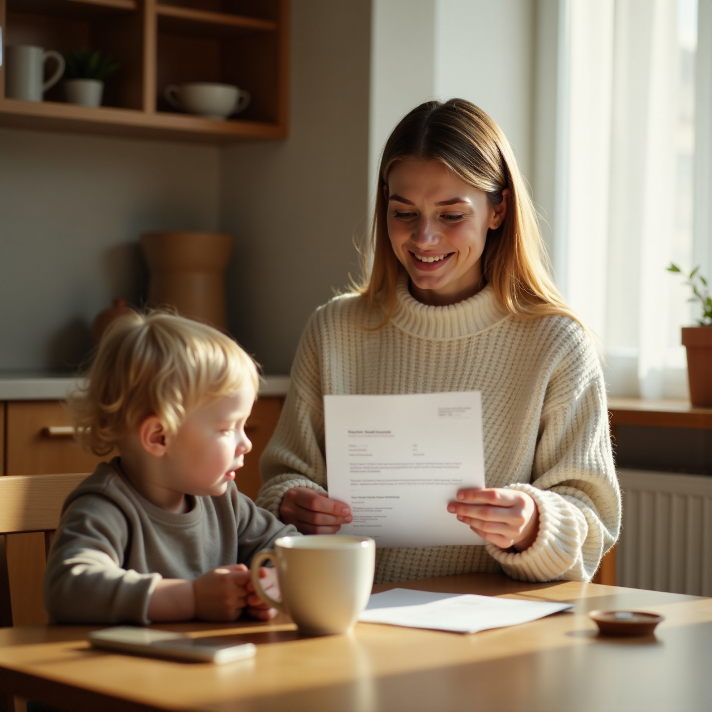 Изображение — семья получает уведомление о начислении льготы по ЖКХ